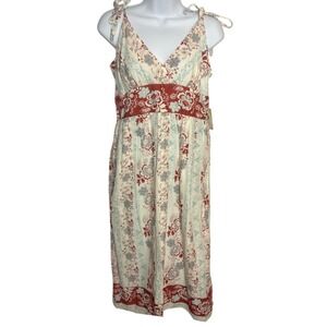 Jonathan Martin Womens 10 Floral‎ Babydoll Sleeveless Midi Dress Bow Smocked